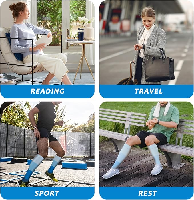 fenglaoda 6 Pairs Compression Socks for Women & Men Knee High Cute Circulation Socks for Nurse Pregnant Travel Athletic - Image 6