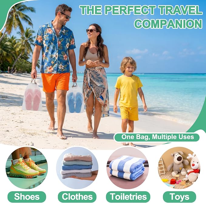 KLASIT Shoe Bags for Travel,15.7 x 11.8 inches,5pack | Large Waterproof Portable Drawstring Clear Shoe Bags,Travel Essentials for Men and Women - Image 3