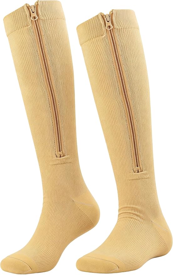 Utaly Zipper-Compression-Socks for Women & Men 15-20mmHg Knee-High Compression-Stockings Support Hose by Utaly