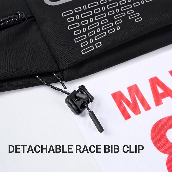 Running Belt Fanny Pack Men Women, Slim No-Bounce Waterproof Phone Holder | Adjustable Elastic Strap Fits 27-43" Hips, Detachable Race Bib Clips, Energy Gel & Sunglasses Loops, 3 IPX4 Pockets - Image 4