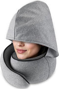 Travel Pillow with Hood (Light Gray) - for Airplane Travel and Car Ride Nap, Foldable Hood, Slow-Rebound Memory Foam, 360 Ergonomic Design, Compact and Portable in Travel Bag by Unknown