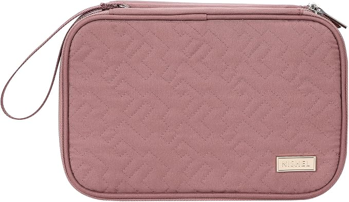 NISHEL Electronics Travel Organizer Cord Case, Charger Cable Tech Bag | Double-layer bag keeps chargers, cables, flash drive, and small tech essentials organized for trip, Large, Rose-wood - Image 8