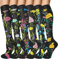 Compression Socks for Women & Men 6 Pairs | 20-30 mmHg Breathable & Moisture-Wicking Comfortable & Skin-Friendly Knee High Support Socks for Nurse, Travel, Pregnancy by OUIVIAL