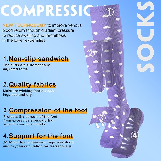 bropite Compression Socks For Women&Men,6 Pairs 20-30 mmHg Knee-High Socks | Support for Running,Nurses,Travel,Flying and pregnancy,better circulation,swelling relief,unisex all-day comfort for activity - Image 3