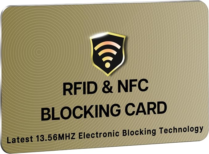 SaiTech IT RFID Blocking Card for Credit Debit ID Card, Golden | Slim Anti-Theft Contactless NFC RFID Blocker Protector, Easily Fit into Wallet and Purse, for Men & Women by SaiTechIT