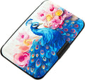 Credit Card Holder for Women Men RFID Blocking Wallet Small Business Metal Slim Mini Aluminum Hard Case (Watercolor Peacock) by Kaabao