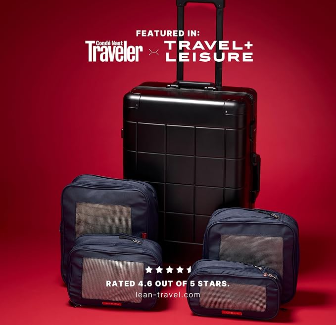 LeanTravel Premium Compression Packing Cubes for Travel - Suitcase Organizer Bags with Double Zipper & Breathable Mesh Panel - Space Saving Carry On Luggage Essentials (4-Pack, Navy Blue) - Image 6