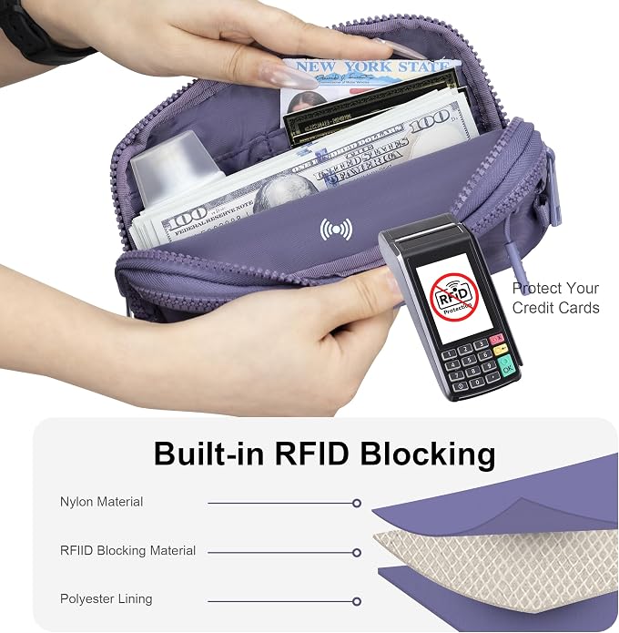 FODOKO Wristlet wallets for Women RFID crossbody bags with 4 Zippers | Checkered quilted nylon with credit card slots, cell phone organizer, and coin purse for travel and everyday carry - Image 6