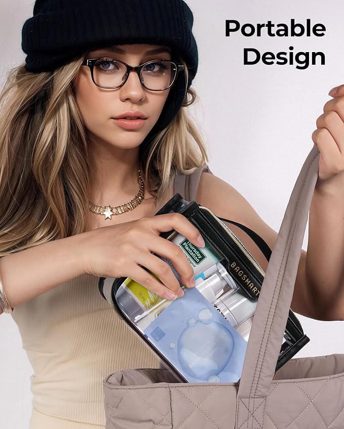 BAGSMART Clear Toiletry Bag for Travel, TSA Approved, 1-Pack, Grey | Makeup Cosmetic Pouch Bag for Women, Quart Size Compliant Bag Organizer for Travel Essentials - Image 7