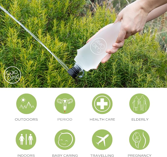 CuloClean Portable Bidet with Flexible Bottle (500ml, 16.9 fl oz) - Ideal for Travel, Hiking, Toilet or Camping. Ultralight (34g, 1.2 oz). Includes CuloClean (Black), Flexible Bottle, and Hanger - Image 2