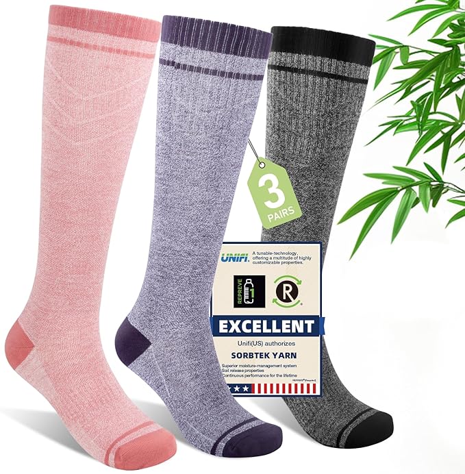 Compression Socks Women & Men, 15-20 mmHg Bamboo Viscose Knee High Soft Support for Flying Travel Daily by Unknown