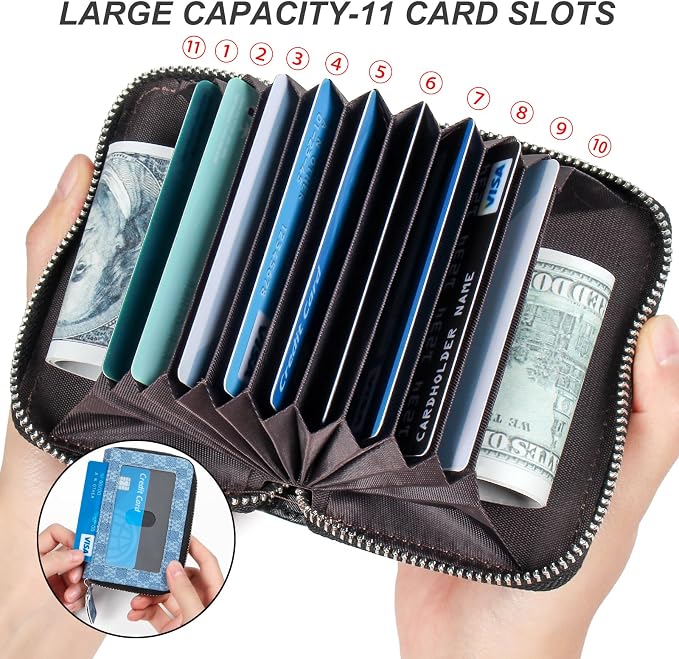Credit Card Wallet, RFID Card Case Wallet, Zipper Card Cases Holder for Men Women, RFID Blocking, KeyChain Wallet, Compact Size Card Organizer Case for Women - Image 3