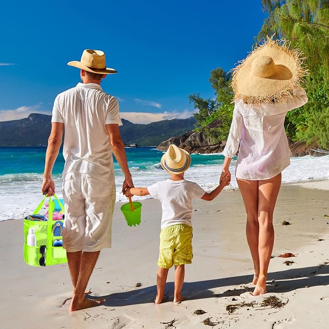 Large Mesh Beach Bag - Lightweight & Foldable Family Beach Bag with 9 Pockets for Toys, Towels & Vacation Essentials - Image 6
