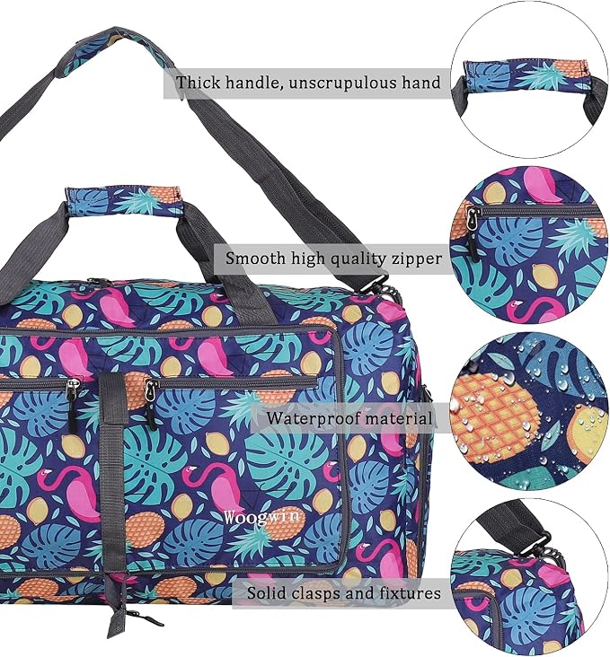 Woogwin Travel Duffel Bag Large Foldable Waterproof Overnight Bag for Beach Swim Bags Pool Sports Gym - Image 4