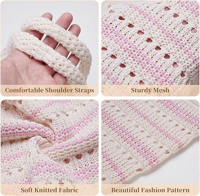 Sightor Crochet Tote Bag, Mesh Beach Bag Knit Summer Hobo Bag for Women | Beach Tote bag Vacation Outfits Aesthetic Boho Bag - Image 5