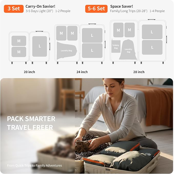 Cipway Compression Packing Cubes Set (Grey 3pcs) | Ultralight Travel Cube Organizers for Carry-On Luggage, Suitcase & Backpack Travel Essentials - Image 4