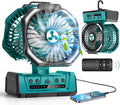 Dual Head Portable Rechargeable Fan 20000mAh Battery Powered Fan Camping Cordless with 360° Air Delivery, LED Lantern & Remote, Auto Oscillation, Battery Operated for Tent Office Travel Picnic Jobsite by OnlyNewforYourLife