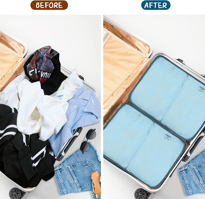 Packing Cubes Set, 2 Pcs Packing Organizers Set for Suitcases (Grey blue) - Image 5