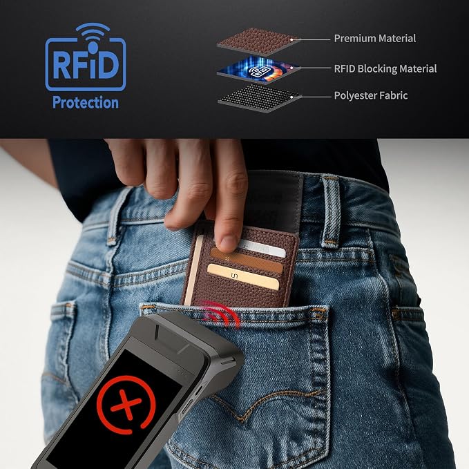 Mayski Slim Wallet, Credit Card Holder for Women, Minimalist Front Pocket RFID Blocking Card Cases, Small Wallet Women Men(Lichee Coffee) - Image 8