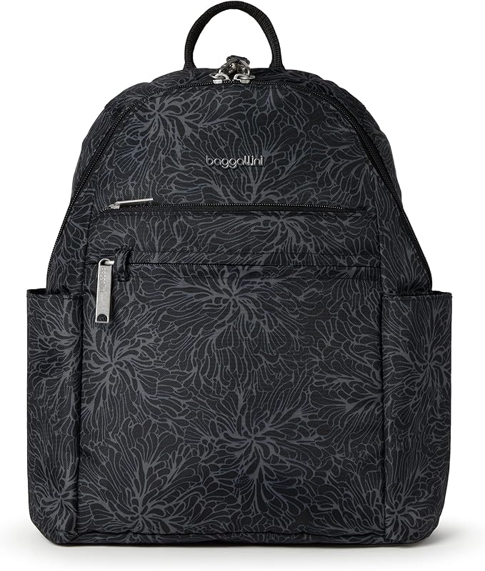 Baggallini Securtex® Anti-theft Vacation Travel Backpack 10x13 Slash-Resistant Nylon Daypack w/RFID, Midnight Blossom - Image 4