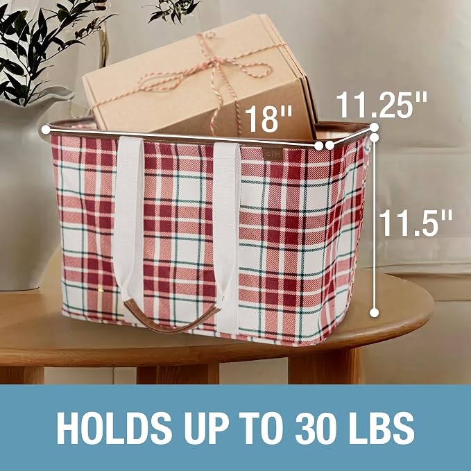 CleverMade Collapsible Tote LUXE, 30L Structured Tote Bag with Handles | Pack It All Without the Floppy-Bag Fight | Steel Rim Stays Open, Soft Grips Carry 30 lb, and Tote Folds to 1.5 Inches - Image 5