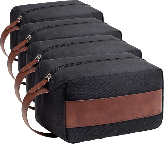 Vorspack Toiletry Bag for Men - Water Resistant Travel Bag for Toiletries, Accessories, Travel Essentials, Gifts - Black (Pack of 4) by Vorspack