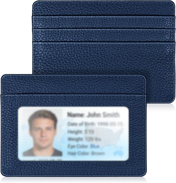 FINTIE Slim Minimalist Front Pocket Wallet RFID Blocking Credit Card Holder | Card Cases with ID Window for Men Women, Navy by Fintie