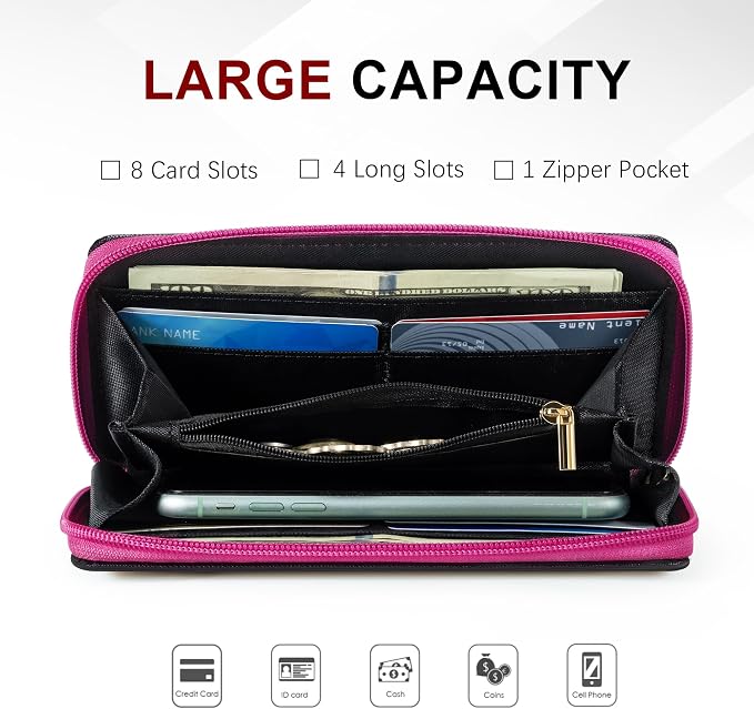 Travelambo Wristlet Wallet Women RFID Bifold Large Capacity Clutch Purse | Tassel, Zipper Coin Pocket, Card Holder Wallet, Gifts for Women - Image 2