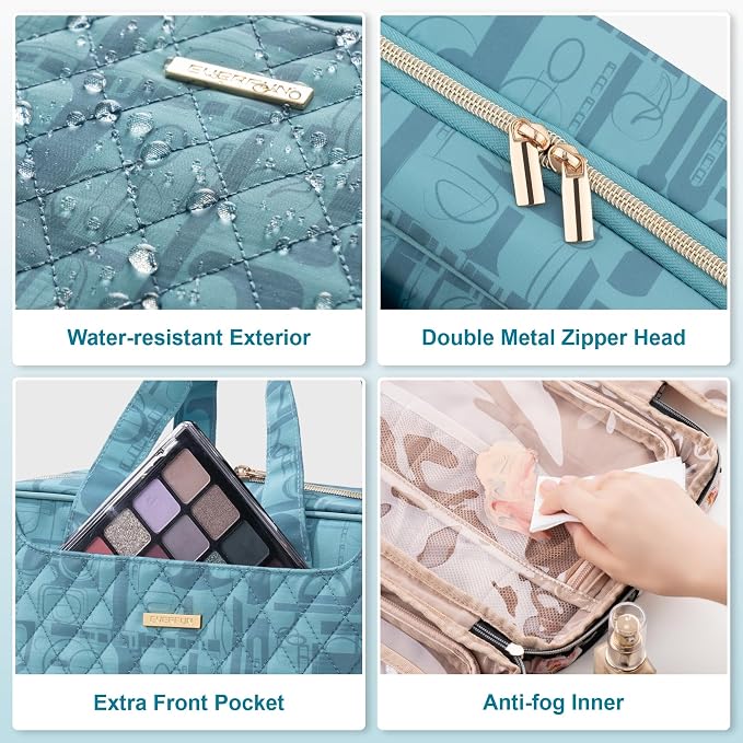 Everfun Travel Toiletry Bag with Hanging Hook and Leakproof Wet/Dry Compartments, Large Capacity Makeup Cosmetic Organizer for Women, 12x9x4.5 Inch, Cyan Blue - Image 7
