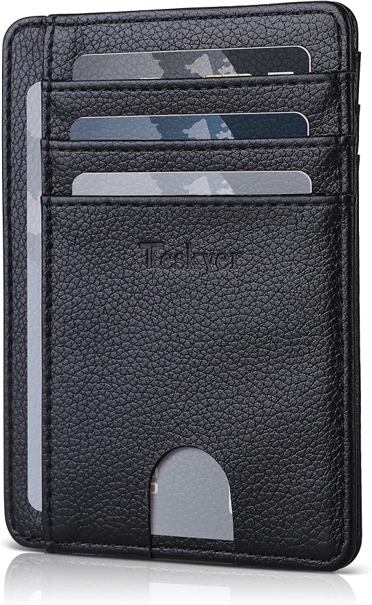 Teskyer Slim Minimalist Wallet for Men, RFID Front Pocket Card Holder | Ultra Slim Front Pocket Design, 8 Card Slots, RFID Protection, Smooth Faux Leather for Everyday Carry - Image 2