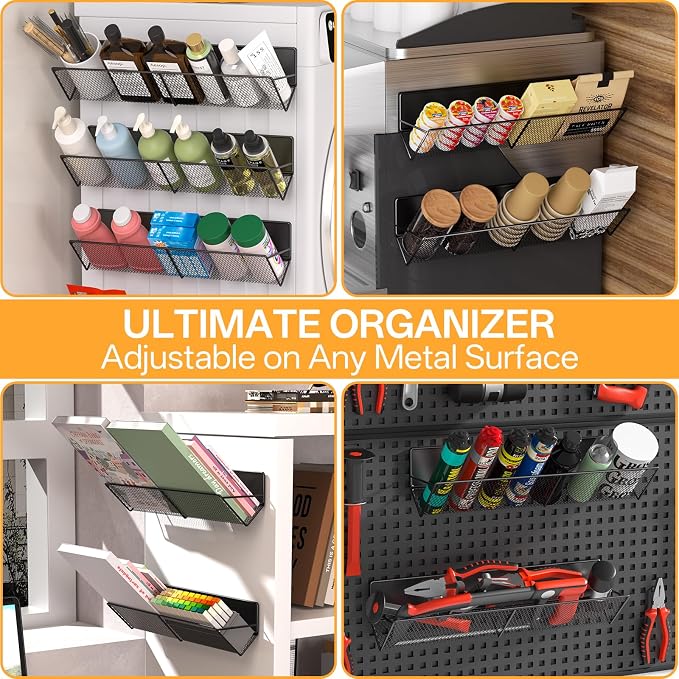 DTUQYX Magnetic Spice Rack 4-Pack for 32 Spices Jars, 14-16.5 inch Long Strong Magnetic Shelves, Space Saving Spice Organizer 45° Tilt for Refrigerator, No Drilling Home Kitchen Storage Shef - Image 7