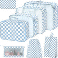 8 Set Packing Cubes for Suitcases, Packing Cube with Shoe, Cosmetics, Clothing, Accessories Bags Packing Cubes for Travel Luggage Organizer Women Men(Blue Checkered) by Hatisan