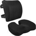 Amazon Basics Comfortable Seat Cushion & Lumbar Support for Office Chairs, Memory Foam with Cooling Gel, Non-Slip, Black by AmazonBasics