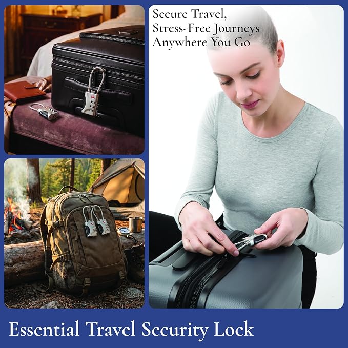 Brookstone Cable Luggage Locks, 2 Pack, TSA Approved, Resettable | 3-Digit Combination Lets You Set Your Own Code, Slim Design Threads Through Zippers or Straps, Great for Bags - Image 5