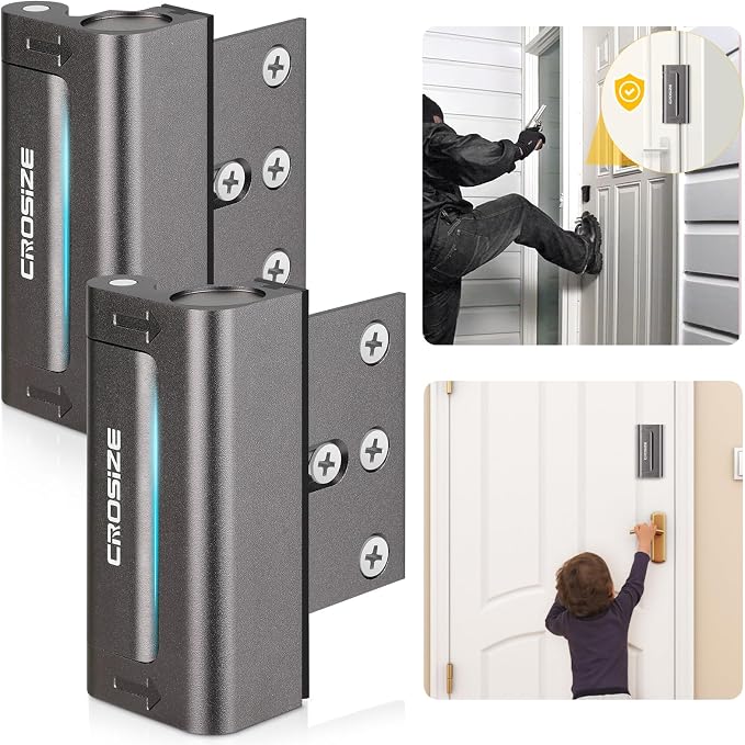 Home Security Door Lock, Door Reinforcement Lock for Kids Safety, Dark Gray | Withstands 1000 lbs of Impact, Door Lock for Front Door, Defender Door Locks Latch, Inside Door Lock, For Door Security by Crosize