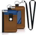 Minimalist RFID Blocking Small Wallet with ID Window,WaterResistant Zip Id Case Wallet with Lanyard Keychain for Cards,Cash,Travel,Women,Men (Brown/Electric Blue) by CCUMI