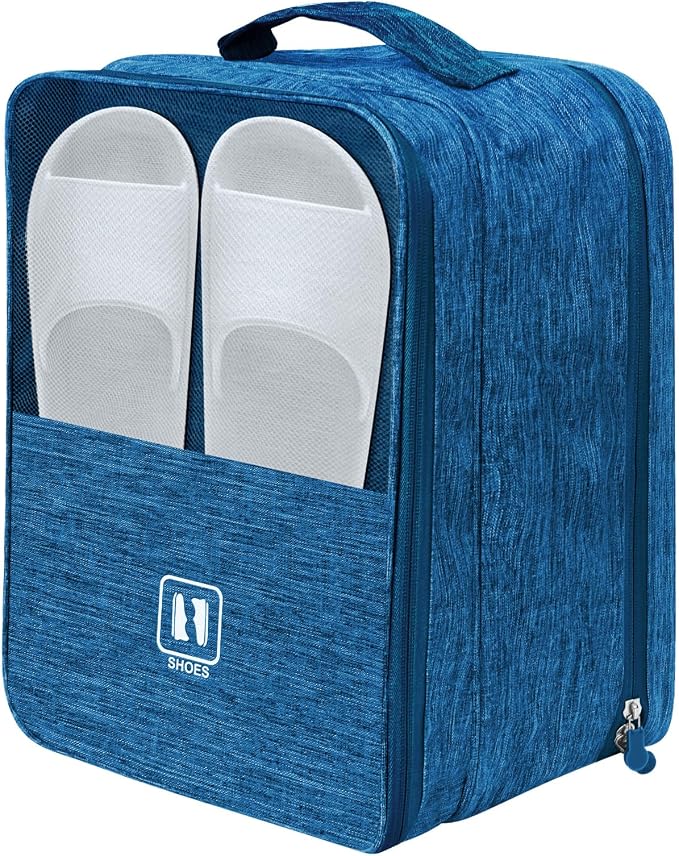 Travel Shoe Bag,Holds 3 Pairs of Shoes, for Travel&Daily Use | Large Capacity Shoe Bags for Travel,Golf Shoe Bag,Portable Dance Shoe Storage Pouch,Sneaker Storage Bag(Blue) by Unknown