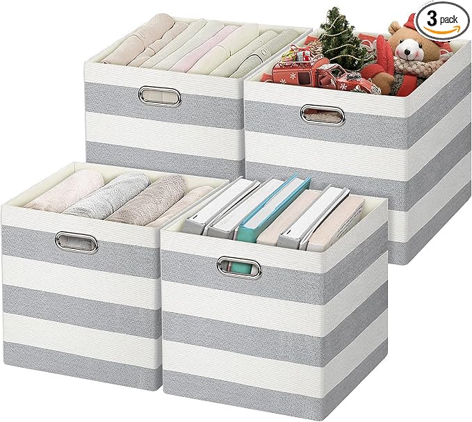 Posprica 3X Thicker Storage Bins Storage Cubes, 13×13 Fabric Storage Boxes Foldable Baskets Containers Drawers for Nurseries,Offices,Closets,Home Décor by Posprica