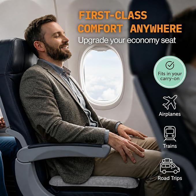 Whispering Winds Inflatable Seat Cushion | Comfortable & Packable Blow-up Foam Pad for Airplane Travel, Stadium Outdoors, Camping, Car & More - Image 2