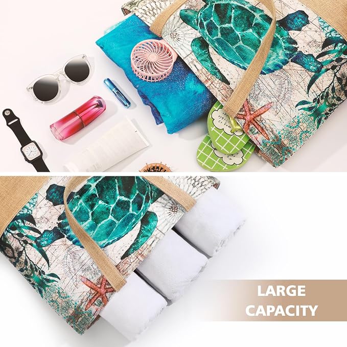 Trifabricy Beach Bags for Women,Waterproof Straw Beach Tote Bag With Zipper | Spacious Storage Capacity, Secure Zipper Closure, Reinforced Carry Handles, Stylish Printed Design For Outdoor Activities - Image 2