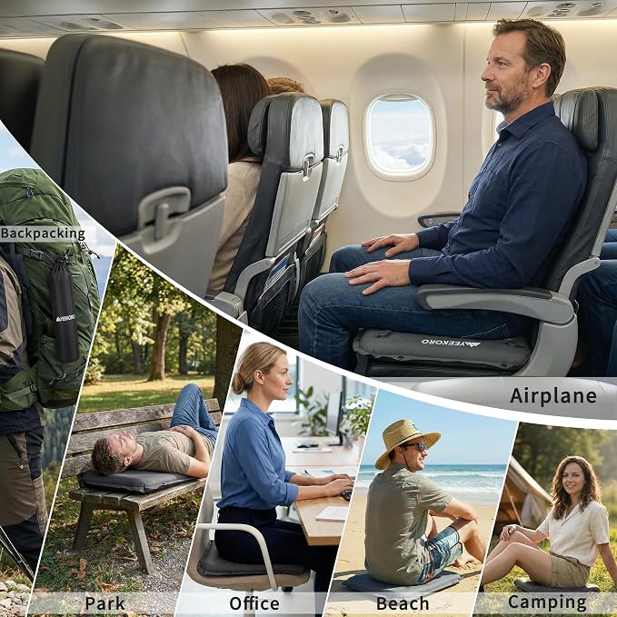 Inflatable Seat Cushion, Porous Design Sitting Pad, Air Seat Cushion, Portable Seat Cushions for Airplane Wheelchair Office Camping - Image 7