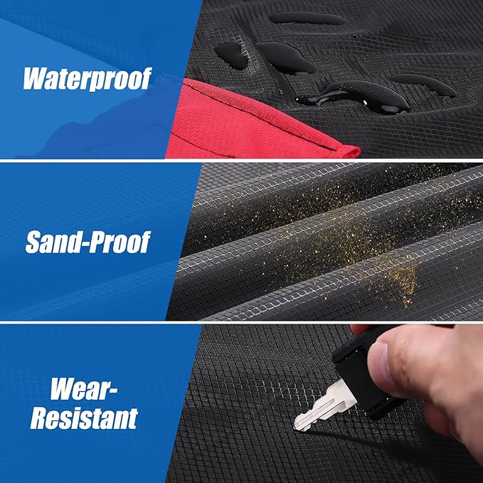 Odoland Sandproof Beach Blanket, Waterproof Portable Mat with Carry Pouch | 43.3“x27.5” Quick Drying & Foldable Lightweight Sand Free Beach Mat Tarp for Hiking, Camping, Travel, Red - Image 4