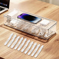 Cable Organizer Storage Box with Lid - Clear Phone Charger Cord Organizer Case - Cables Wire Management Box with Adjustable Compartments 10 Wire Ties for Drawer Desk Office Home Accessories(1 pack) by Ubyyddo