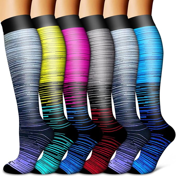 Copper Compression Socks for Women & Men (6 pairs) - Best Support for Nurses, Running, Hiking, Recovery by BLUEENJOY