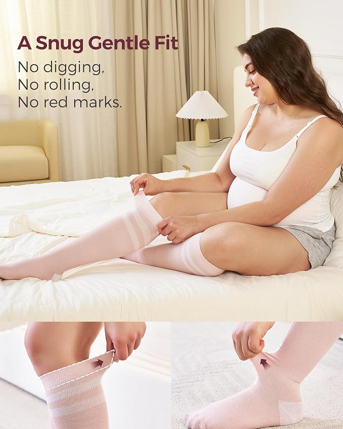 Momcozy Compression Socks for Women Wide Calf, 15-20mmHg Knee High Support Socks for Pregnancy, Nurses, Flying, Travel - Image 4