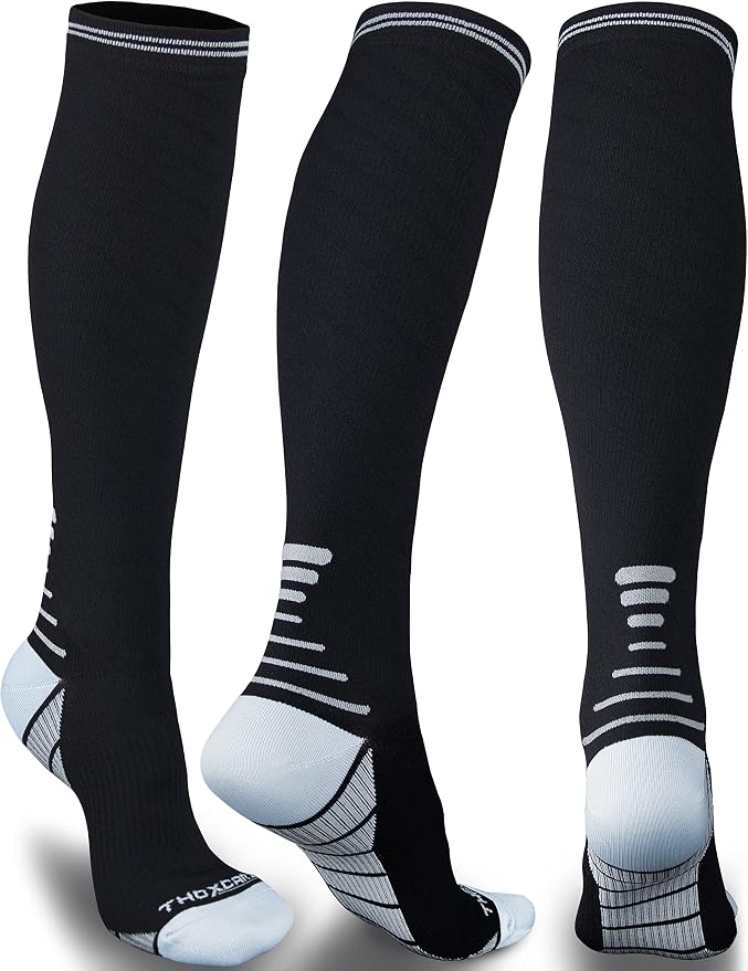 Compression Socks for Women Men 20-30 mmHg, Knee High Support Circulation Sock for Travel Sport Medical (1or 2Pair) by Thoxcare