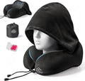 SkytraxComf® Travel Neck Pillow with Hood for Privacy on Long Flights | Memory Foam | Airplane Sleep | Safety-Tested Materials | Extra Large Hood | Chin Support | Earplugs | Washable Cover by SKYTRAXCOMF