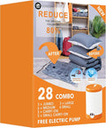 GONGSHI Vacuum Seal Bags for Clothing Travel & Home Storage, Travel Vacuum Bags with Electric Pump,Space Saver for Blankets, Comforters, Pillows, Clothes,28 Combo by GONGSHI