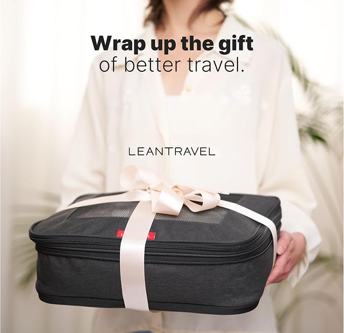 LeanTravel Premium Compression Packing Cubes for Travel - Suitcase Organizer Bags with Double Zipper & Breathable Mesh Panel - Space Saving Carry On Luggage Essentials (4-Pack, Black) - Image 9