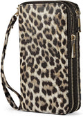 RFID Blocking Cellphone Wallet for Women with Removable Strap, Double Zipper Wristlet Bag Large Capacity, Passport Travel Clutch Purse, Leopard by HAWEE